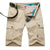 Mens Outdoor Big Pockets Solid Color Knee Length Cargo Pants Casual Cotton Beach Shorts - Enfance-Heureuse