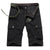 Mens Outdoor Big Pockets Solid Color Knee Length Cargo Pants Casual Cotton Beach Shorts - Enfance-Heureuse