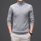 Pure Wool Mens High Neck Warm Sweater Thick Striped Pullover Sweater - Enfance-Heureuse