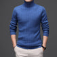 Pure Wool Mens High Neck Warm Sweater Thick Striped Pullover Sweater - Enfance-Heureuse
