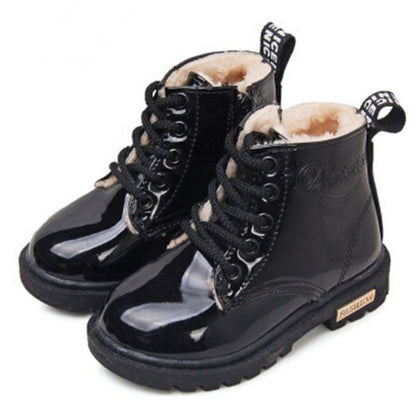 Winter Children Shoes PU Leather Waterproof Martin Boots Kids Snow Boots - Enfance-Heureuse