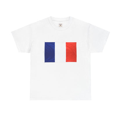 T-shirt unisexe en coton épais avec drapeau français - Tenue décontractée