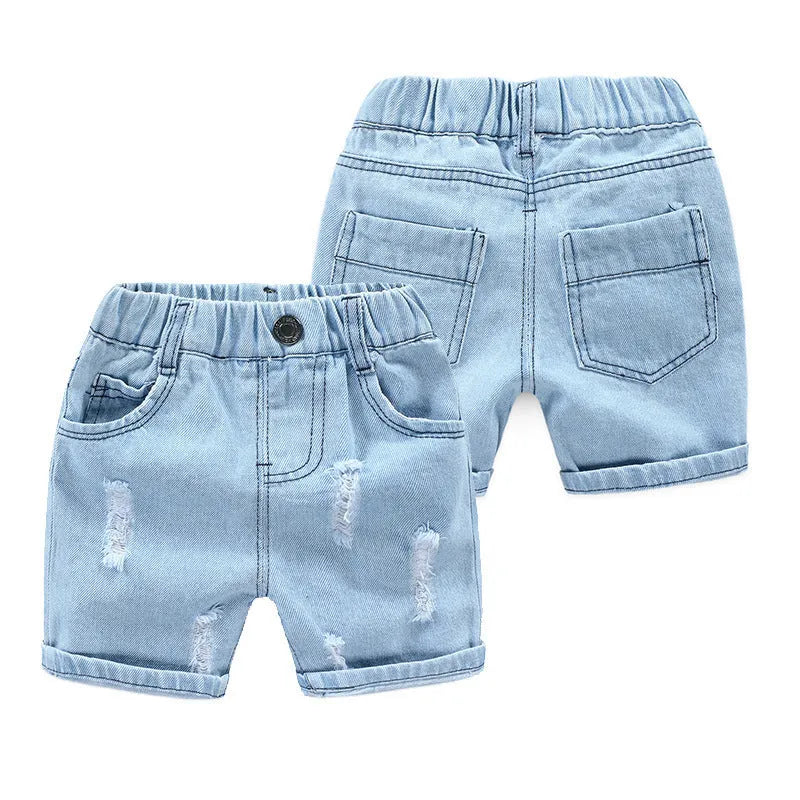 Shorts de plage en jeans déchirés pour garçons - Enfance-Heureuse