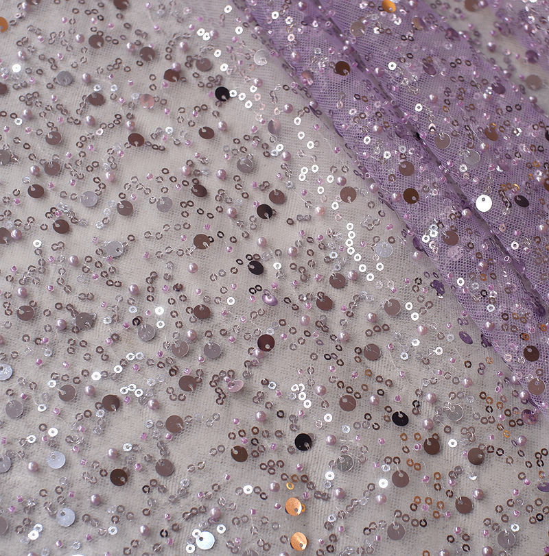 Sequined Pearl Embroidery Lace Asymmetric Single Sleeve Dress - Enfance-Heureuse