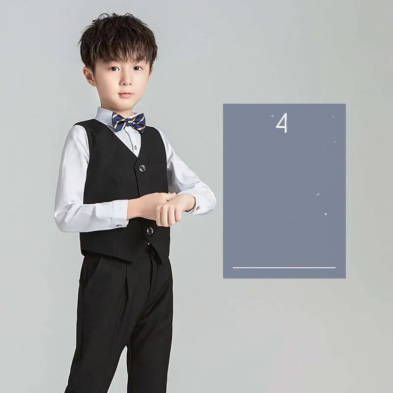 Children's Suit Boys Solid Color Flower Girl Dress Catwalk Performance Clothing - Enfance-Heureuse