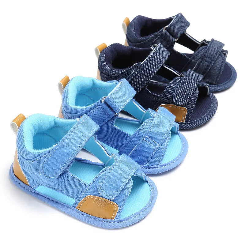 Sandales Velcro en denim pour bébé chaussures pour bébé - Enfance-Heureuse