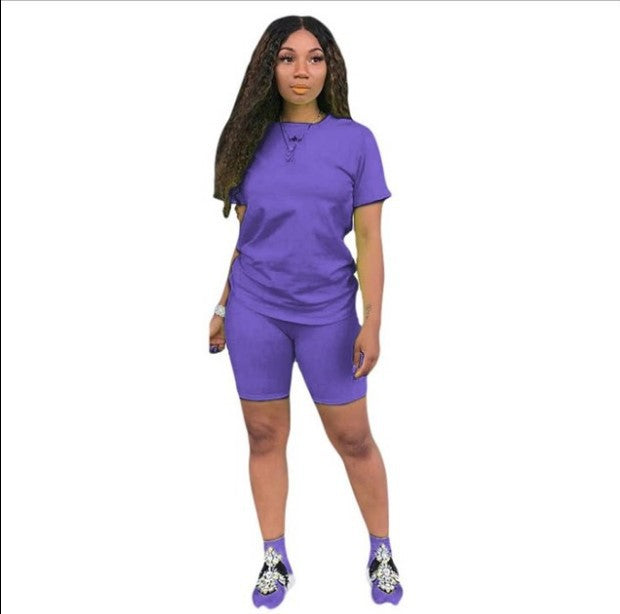 Solid Color Sports Suit Casual Two-piece Suit Women - Enfance-Heureuse