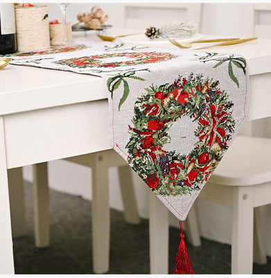Bandera de mesa de tela tejida para decoraciones navideñas