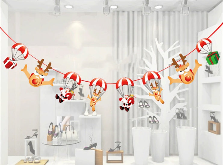 Bandera colgante de dibujos animados con adorno navideño