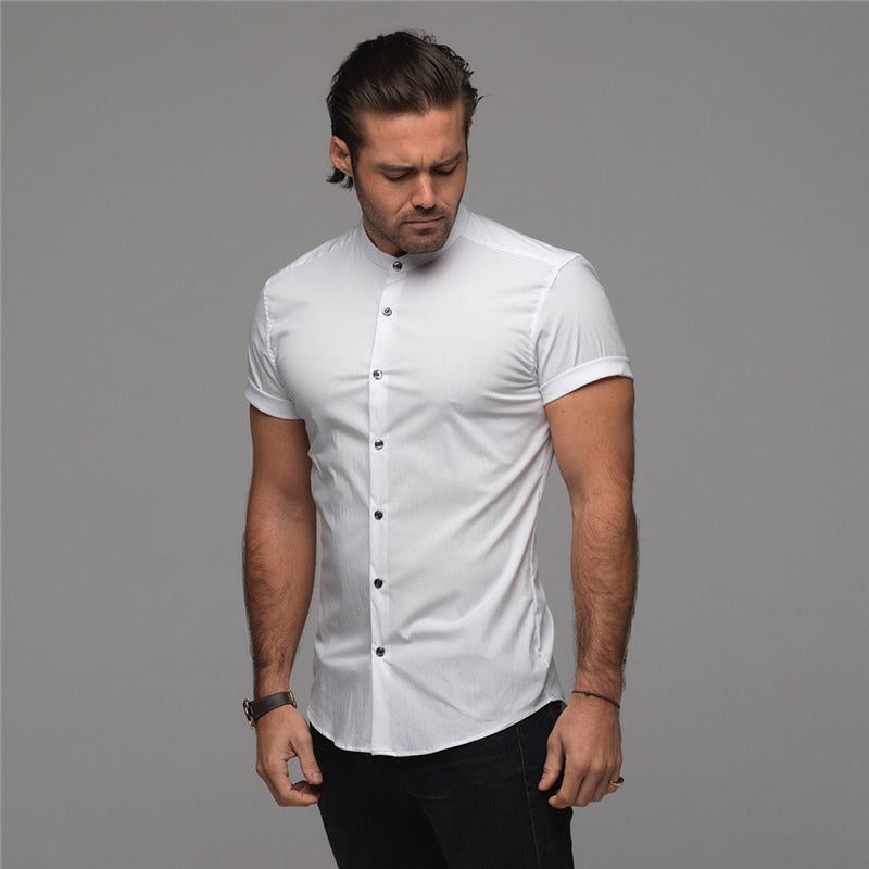 New Summer Shirt Fitness Clothing Cotton Tops Short Sleeve Sports Shirts Brand Mens Short Cool Casual Fashion Breathable Shirt - Enfance-Heureuse