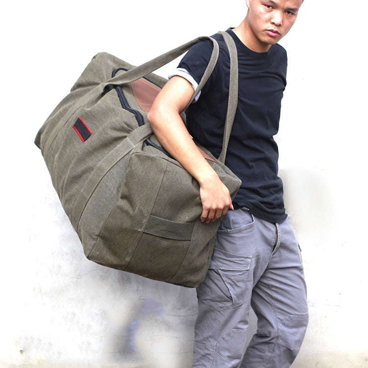 Large Capacity Canvas Hand Luggage Bag Travel Bag Men's Moving Big Bag - Enfance-Heureuse