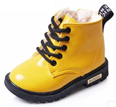 Winter Children Shoes PU Leather Waterproof Martin Boots Kids Snow Boots - Enfance-Heureuse