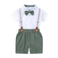 Boys Gentleman Bow Tie Backstrap Shorts Set