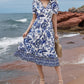 2025 New Women's Floral Print V-neck Dress, Floral Dress, Suitable For Vacation, Women's Dress