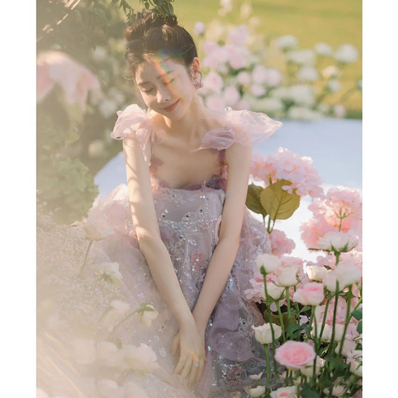 Toast Dress Lace A- Line Style Bridal Marriage Engagement Evening Dress - Enfance-Heureuse