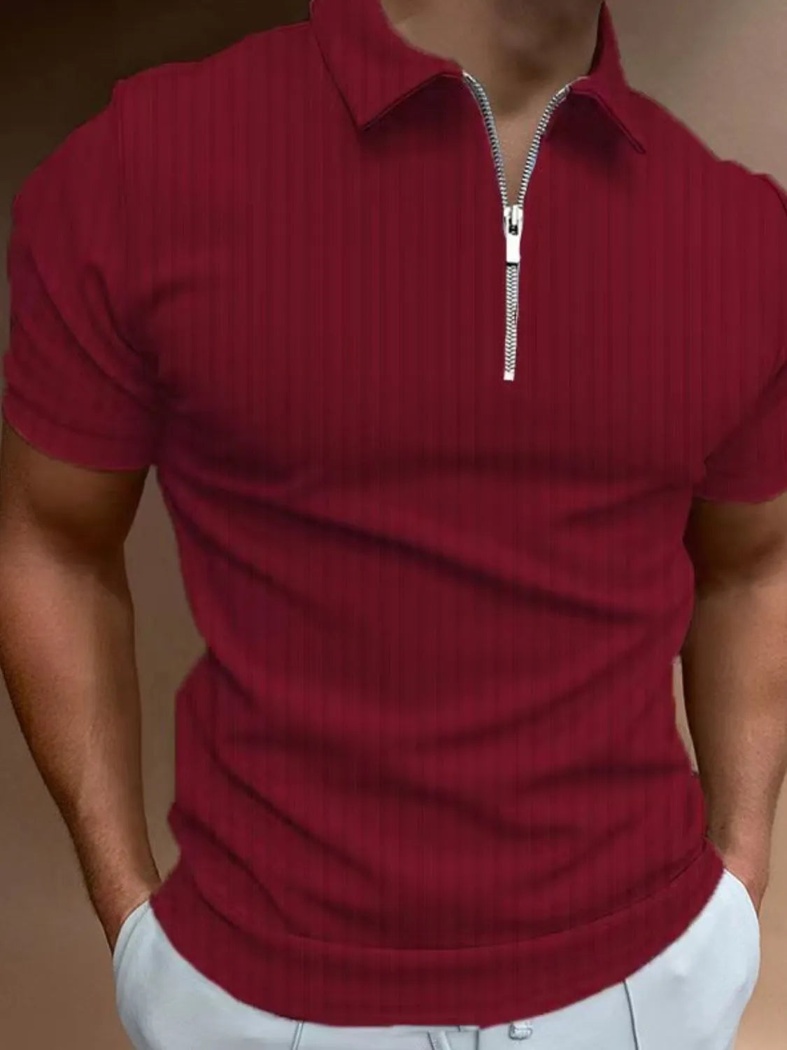 Men's Full Size Collared Neck Short Sleeve Polo Plus Size - Enfance-Heureuse