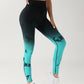 Tie Dye Gradient Color Yoga Sports Leggings, Ruched High Waist Workout Seamless Scrunch Booty Leggings Butt Lift Athletic Leggings Tummy Control Yoga Pants - Enfance-Heureuse