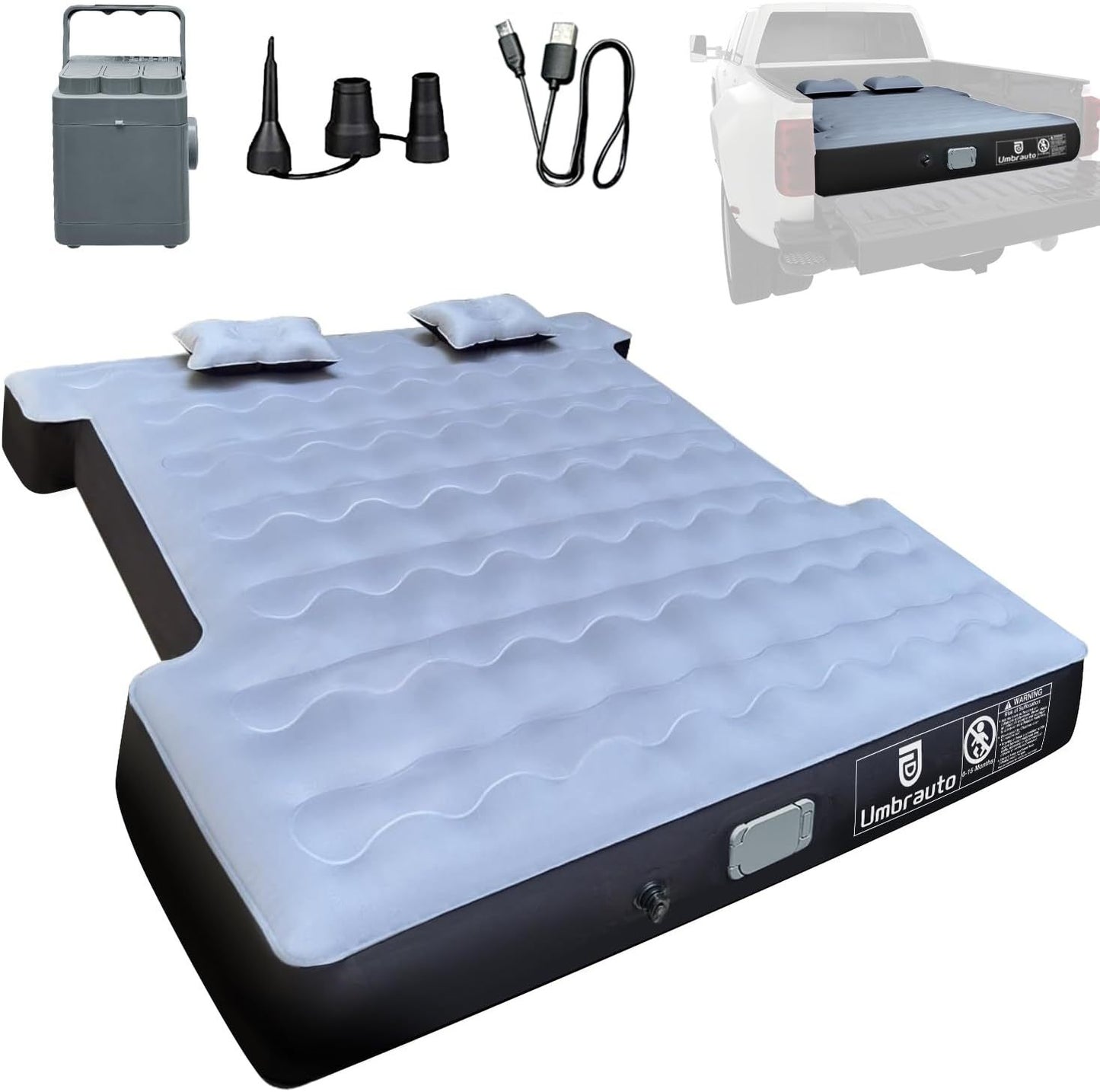 Truck Bed Air Mattress For 5.5-5.8ft Short Beds, Easily Inflates And Deflates With Built-In Rechargeable Air Pump Camping Bed Outdoor Mattress - Enfance-Heureuse