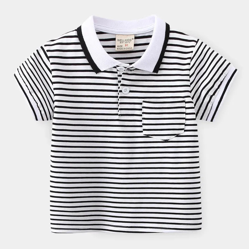 Children's Striped Short Sleeve Spicy Striped POLO Shirt - Enfance-Heureuse