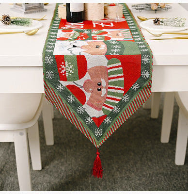 Bandera de mesa de tela tejida para decoraciones navideñas