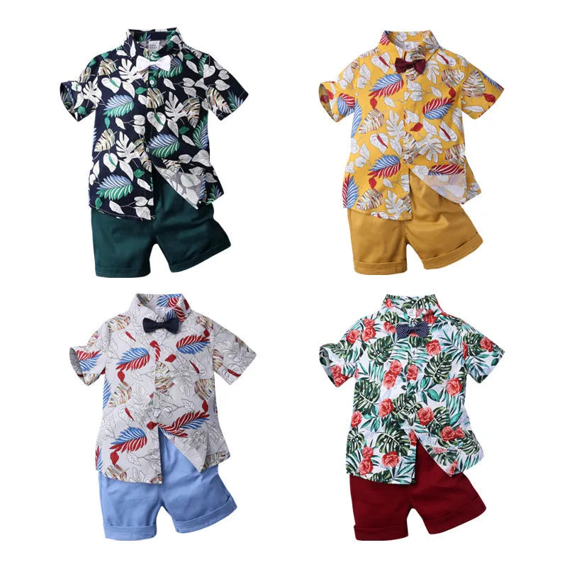 Two-piece boy short sleeve printed shirt - Enfance-Heureuse