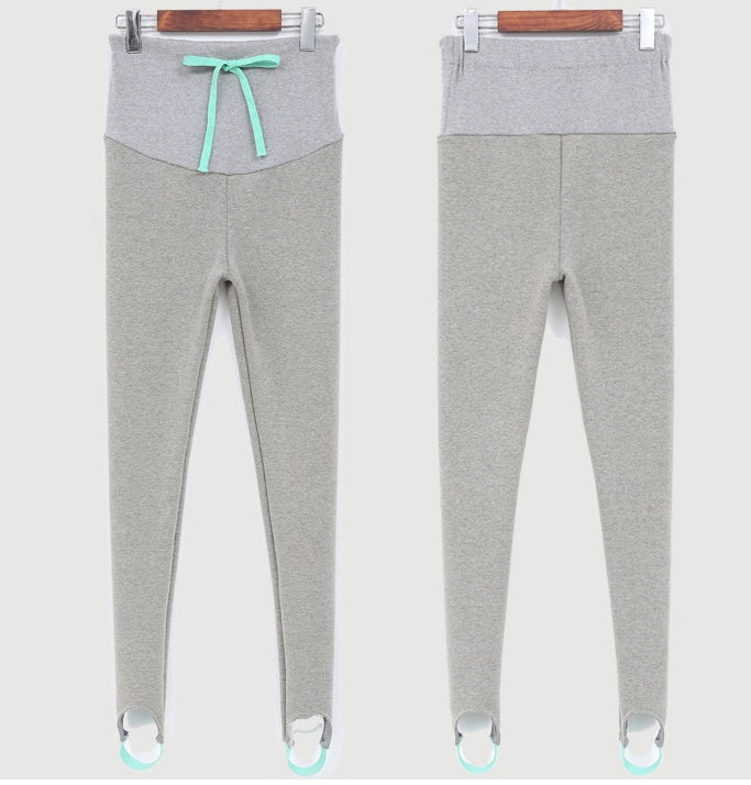 South Korea maternity new winter pregnant women foot leggings and cashmere trousers abdomen supporting feet thick spot - Enfance-Heureuse