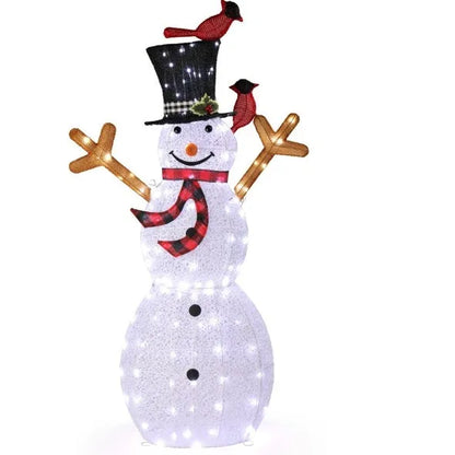 Lighted Snowman Christmas Yard Decorations, Pre-lit Snowman And Birds With 170 LED White Lights And Stakes For Xmas Outdoor Holiday Indoor Decor Lighted Holiday Displays - Enfance-Heureuse