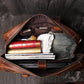 Men's Leather Hand Travel One Shoulder Crossbody Duffel Bag - Enfance-Heureuse