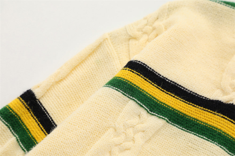 Men's Loose Striped Lapel Cardigan Sweater - Enfance-Heureuse