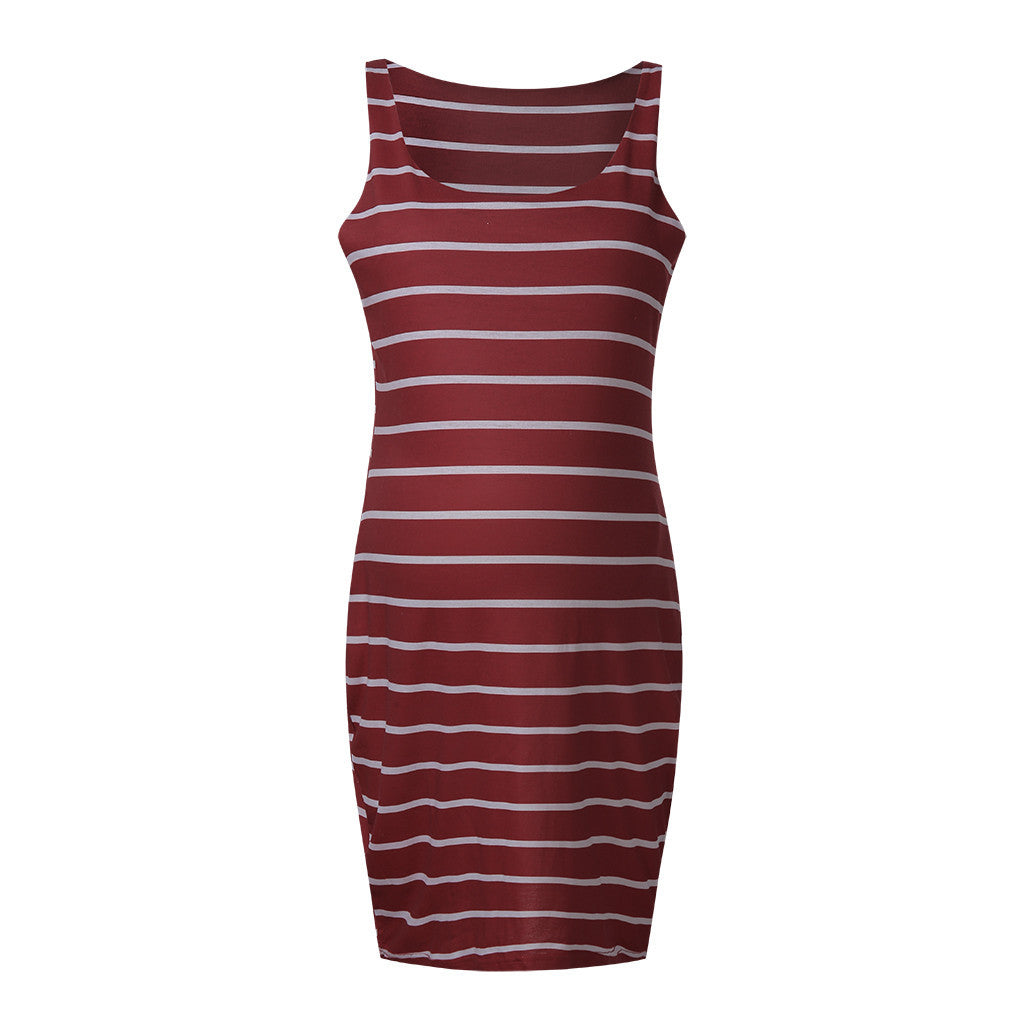Striped Maternity Vest Dress - Enfance-Heureuse