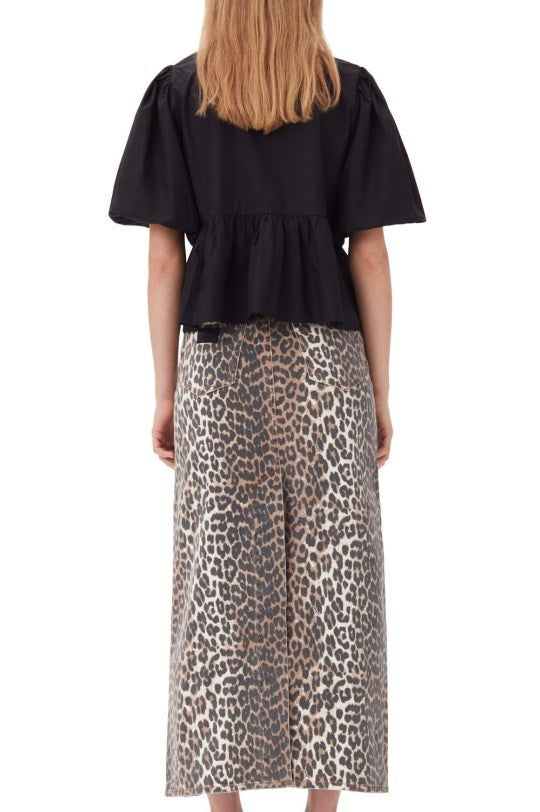 Camisa estampada de moda con media manga y cordones