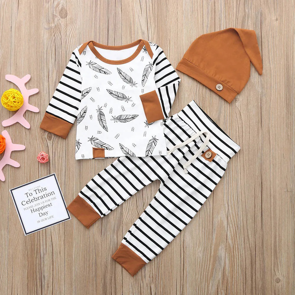 Cotton feather children's clothing 3 piece set - Enfance-Heureuse