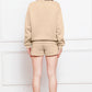 Round Neck Long Sleeve Sweatshirt and Drawstring Shorts Set - Enfance-Heureuse