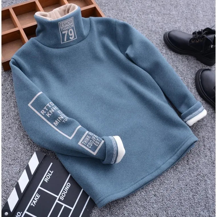 Winter Long-sleeved T-shirt Children High Neck Sweater - Enfance-Heureuse