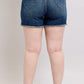Judy Blue Tummy Control Fray Hem & Shield Back Pockets Denim Shorts