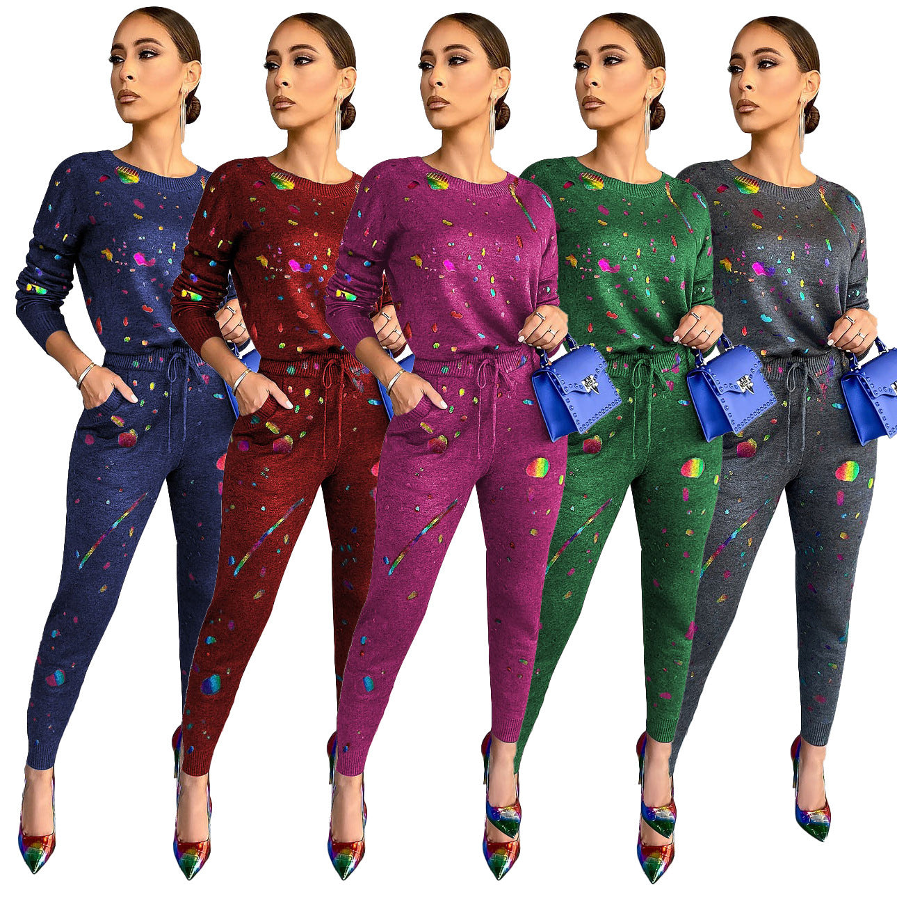 Casual Fashion Digital Printing Two Piece Set