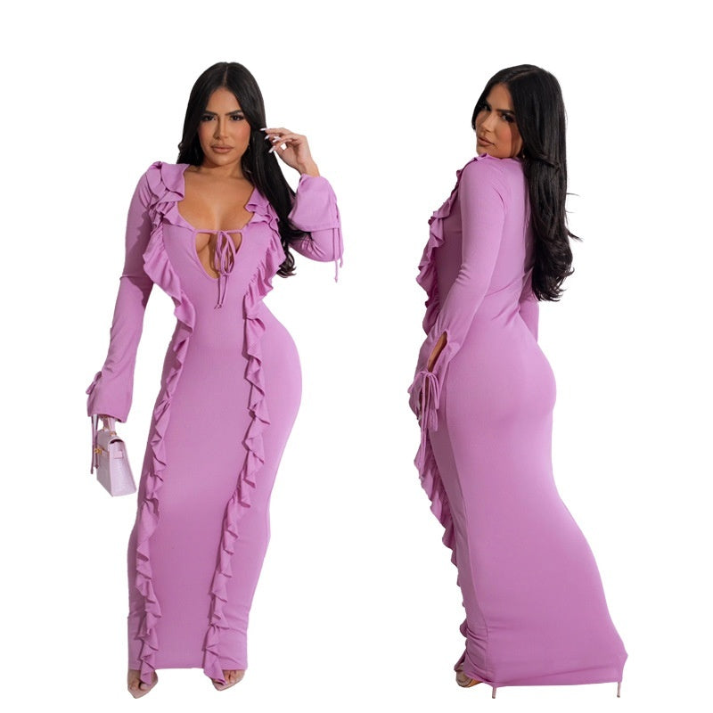 Pure Color Tied Stringy Selvedge Dress - Enfance-Heureuse