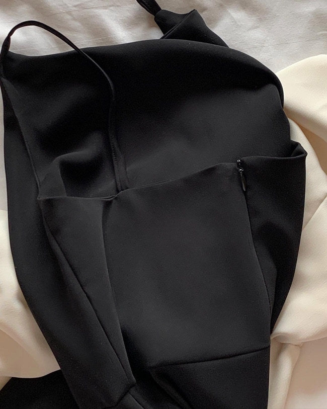 Off-shoulder Sleeveless Waist Slimming Dress - Enfance-Heureuse