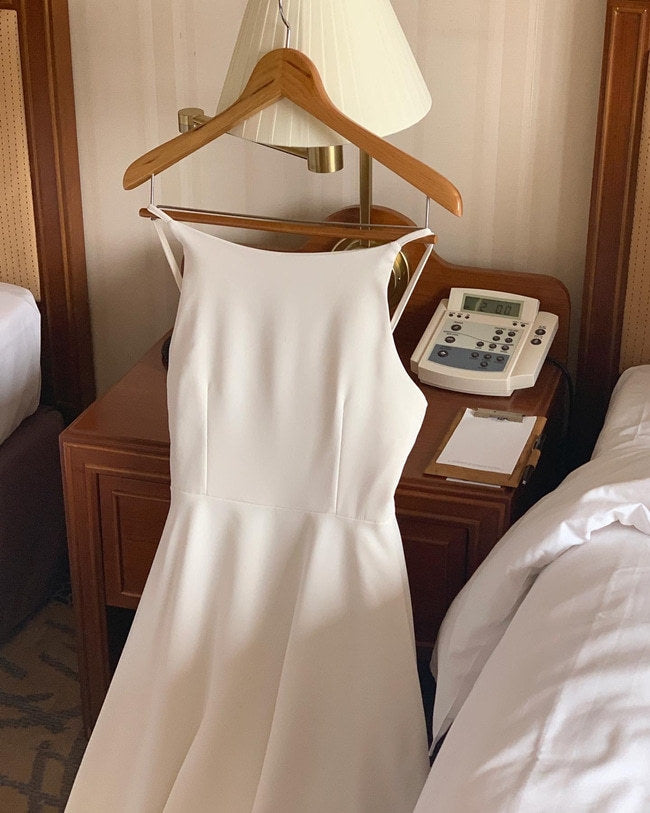 Off-shoulder Sleeveless Waist Slimming Dress - Enfance-Heureuse