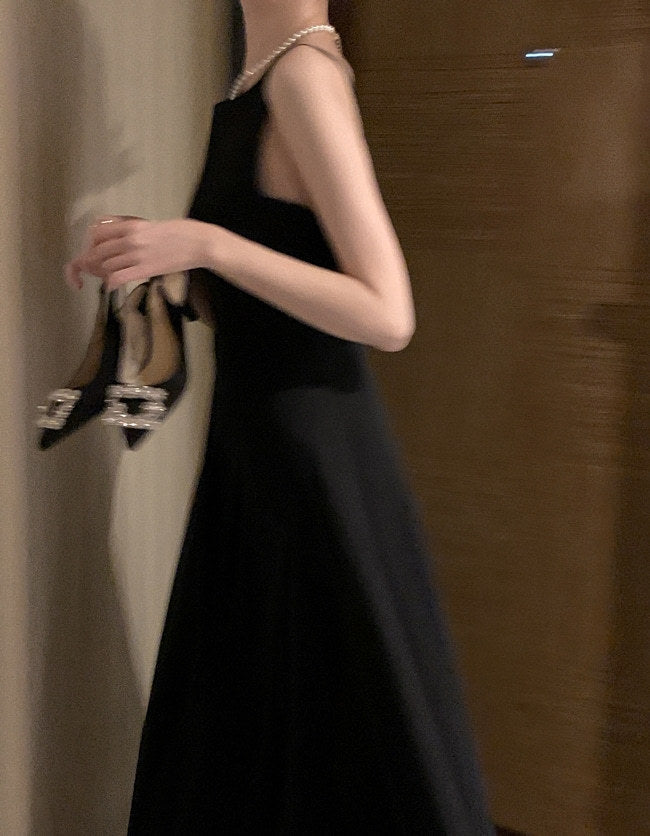 Off-shoulder Sleeveless Waist Slimming Dress - Enfance-Heureuse