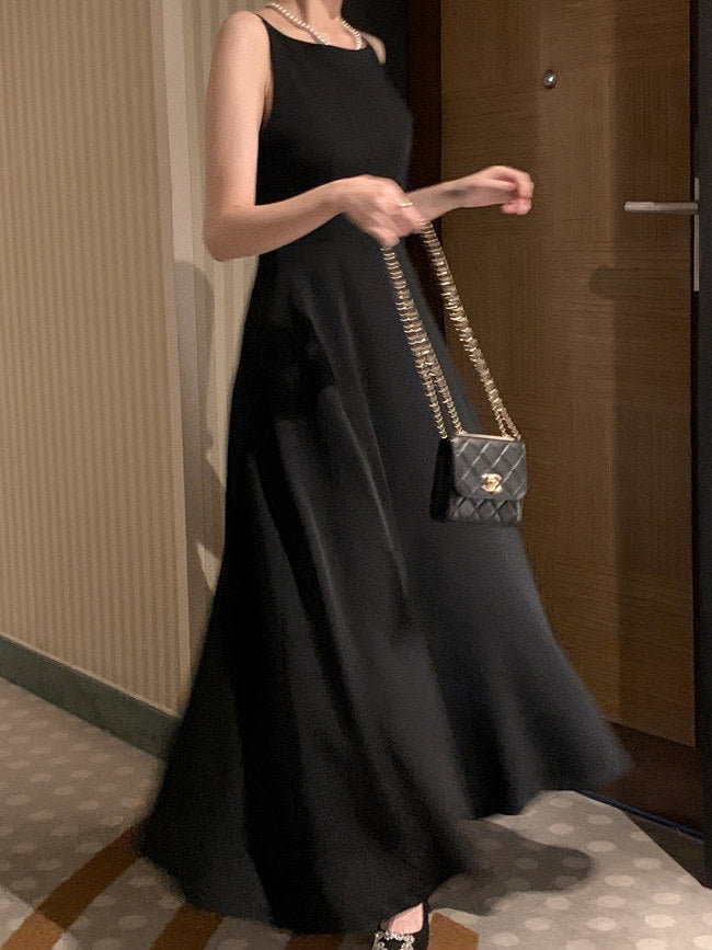 Off-shoulder Sleeveless Waist Slimming Dress - Enfance-Heureuse