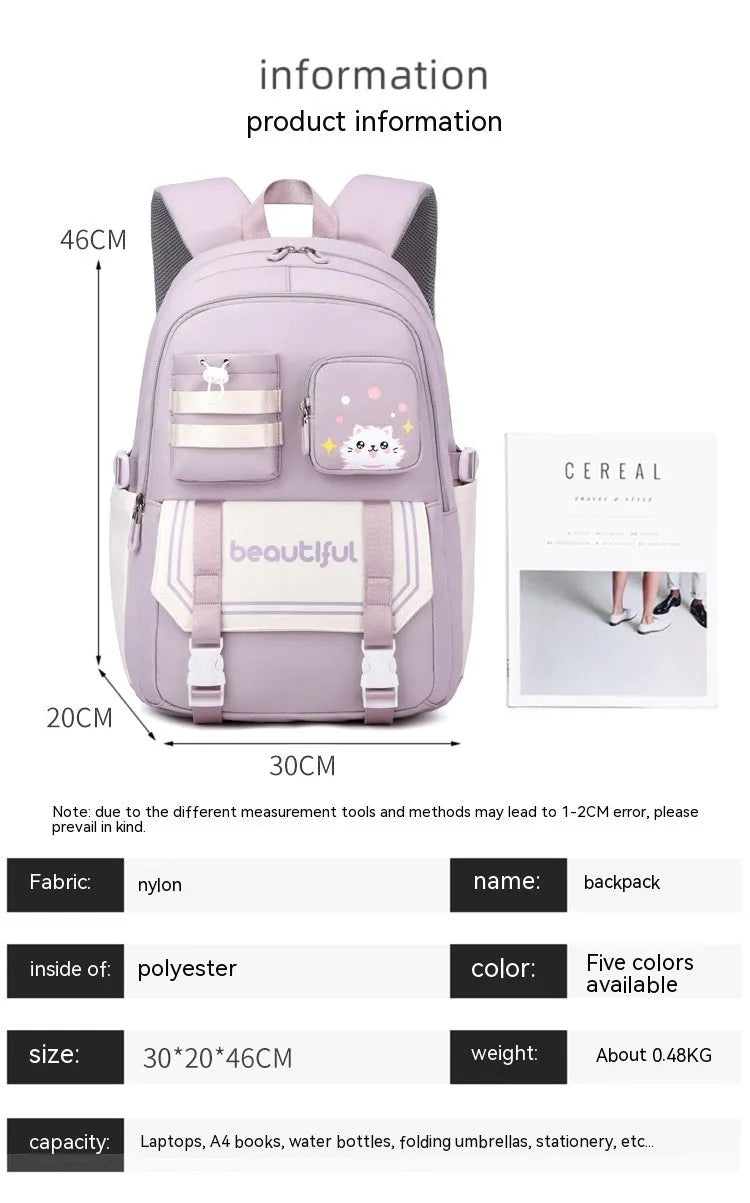 Large Capacity Schoolbag For Primary School Girls Cute - Enfance-Heureuse