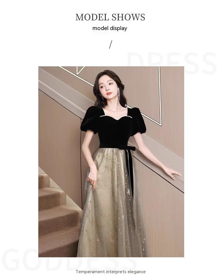 Women's French Light Luxury And Luxurious Black Evening Dress - Enfance-Heureuse