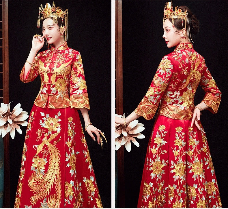 Chinese Dragon And Phoenix Gown A Chaplet And Official Robes Xiuhe Dress - Enfance-Heureuse