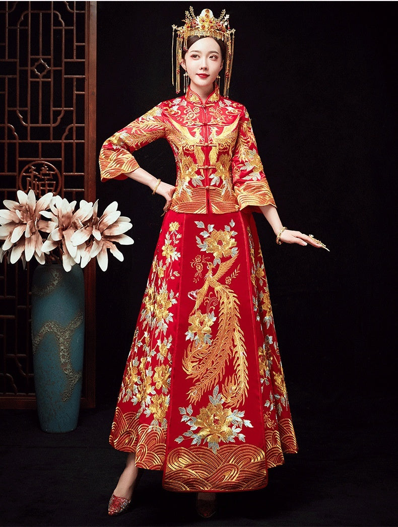 Chinese Dragon And Phoenix Gown A Chaplet And Official Robes Xiuhe Dress - Enfance-Heureuse