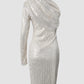 Silver One Shoulder Sequin Formal Dress - Enfance-Heureuse