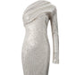 Silver One Shoulder Sequin Formal Dress - Enfance-Heureuse