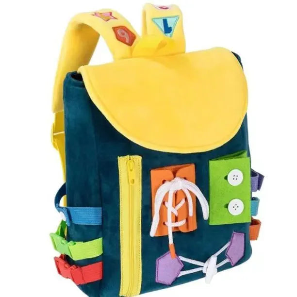 Sac à dos avec boucles et jouets d'activité d'apprentissage pour les tout-petits développent des compétences de base - Enfance-Heureuse