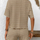 Striped Round Neck Short Sleeve Top and Shorts Set - Enfance-Heureuse