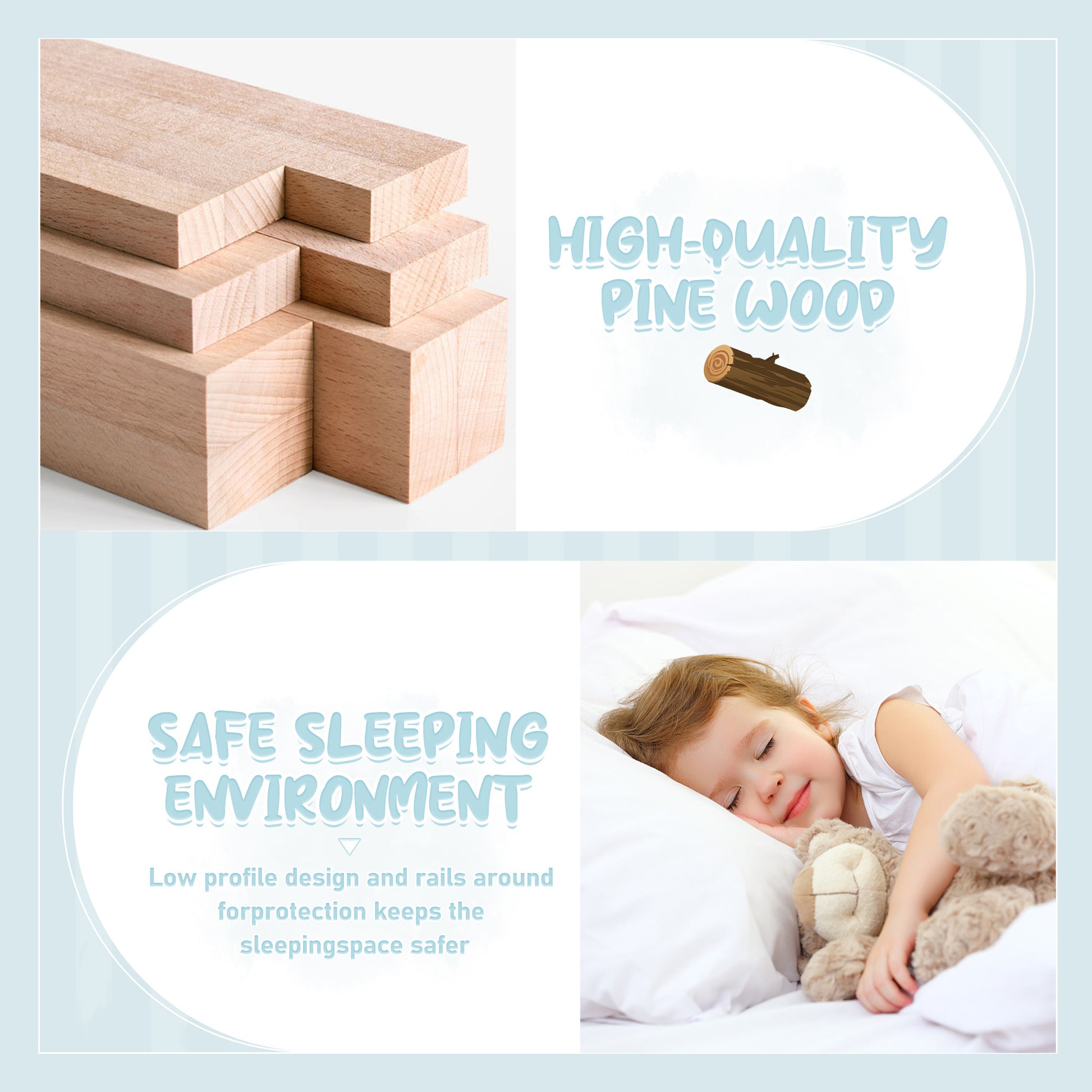 Full Size Bed Floor Bed With Safety Guardrails And Door For Kids, Gray - Enfance-Heureuse